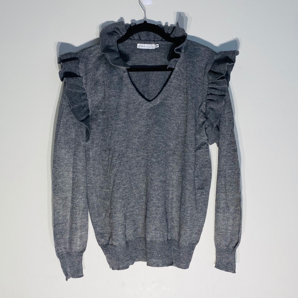 ARK & Co.**Gray Ruffled Sweater**Small - Picture 2 of 5